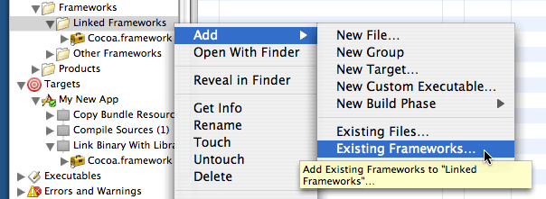 Adding an existing framework