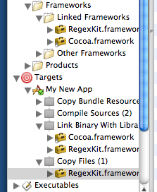 Adding the framework to the files to be copied